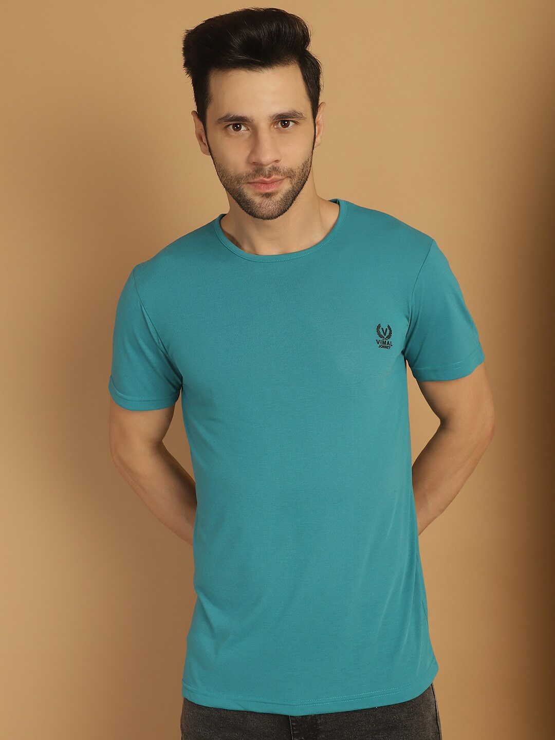 

MACK JONNEY Round Neck Short Sleeves Cotton T-shirt, Blue