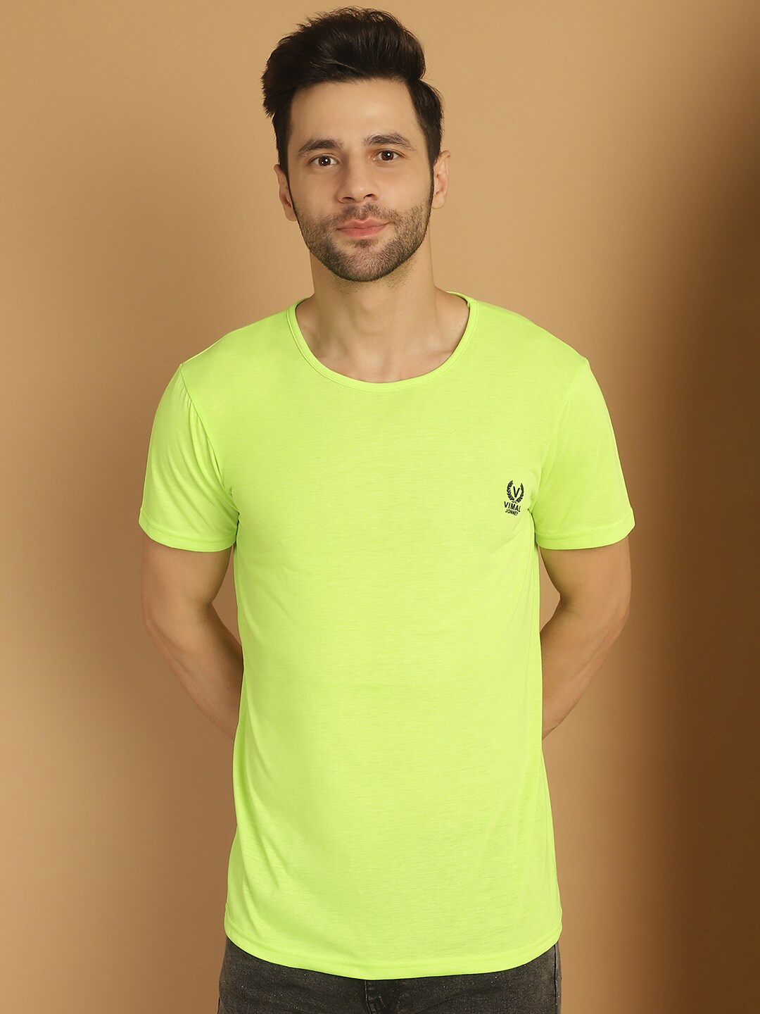 

MACK JONNEY Round Neck Short Sleeves Cotton T-shirt, Green