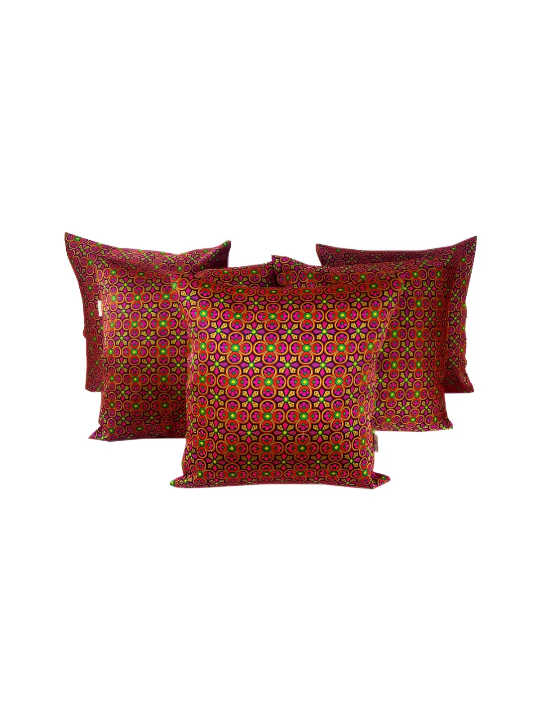 

Pink Parrot Red & Pink 5 Pieces Geometric Square Cushion Covers