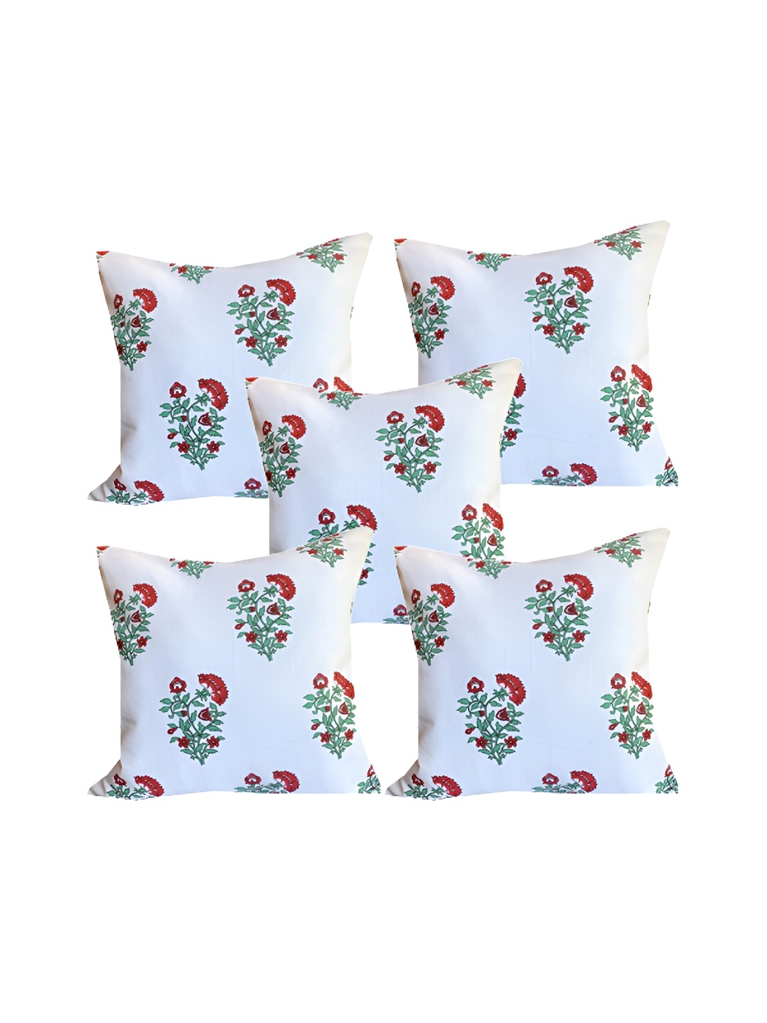 

Pink Parrot White & Green 5 Pieces Floral Square Cushion Covers