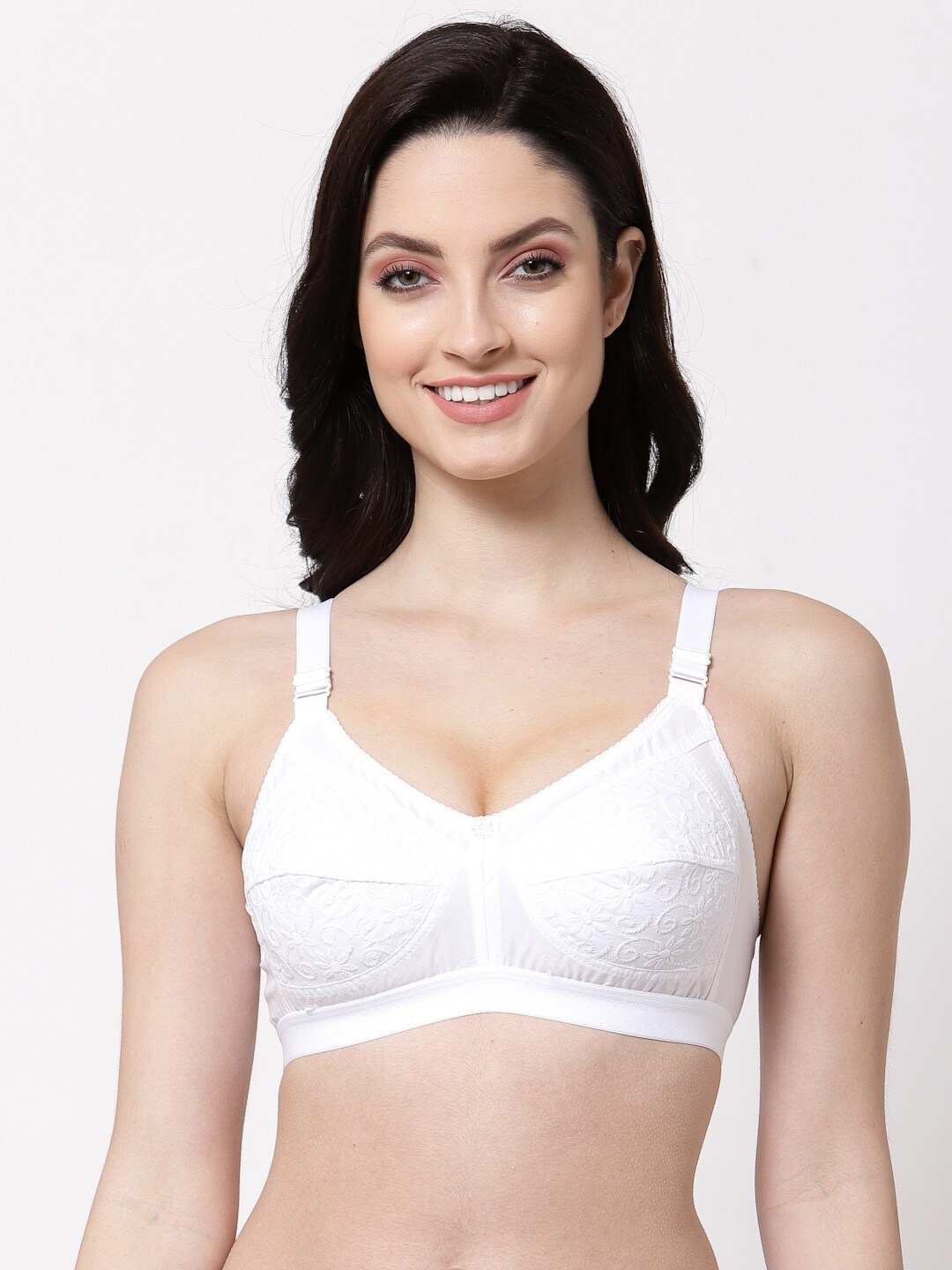 

SHYAM SONS FLAIR Full Coverage Non Padded Cotton T-shirt Bra With All Day Comfort, White