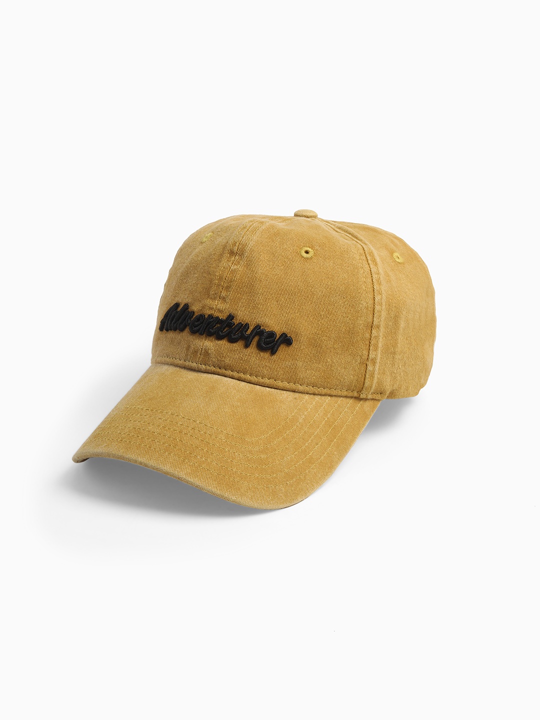 

THE BEAR HOUSE Men Embroidered Pure Cotton Baseball Cap, Mustard