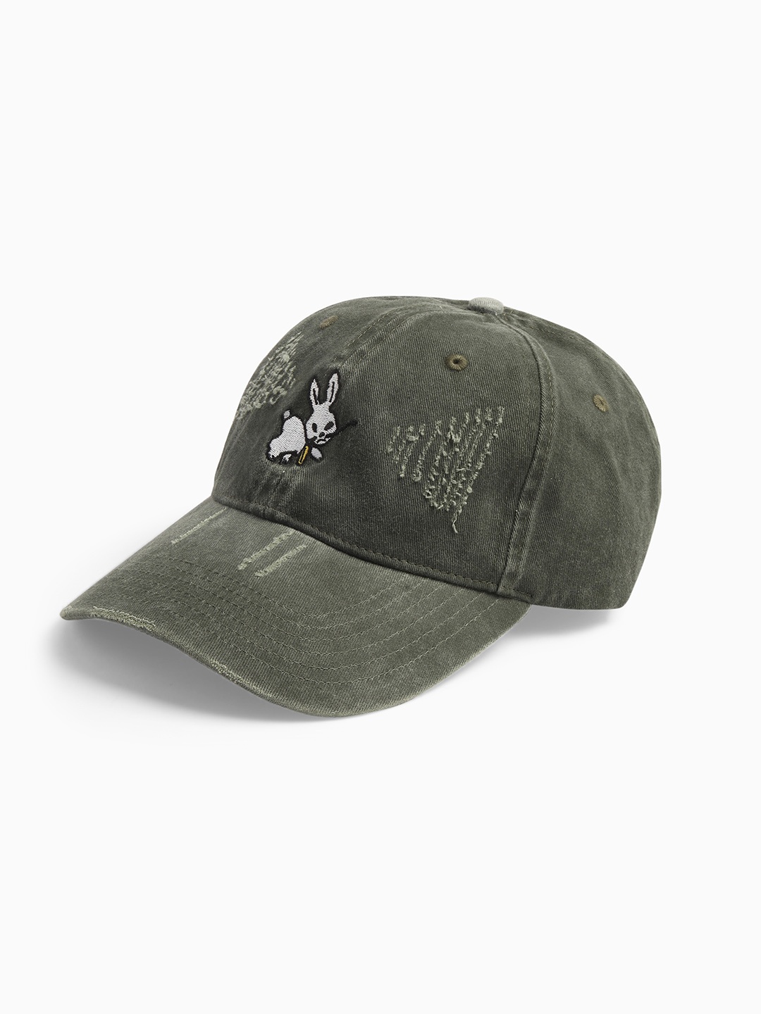 

THE BEAR HOUSE Men Embroidered Pure Cotton Baseball Cap, Green