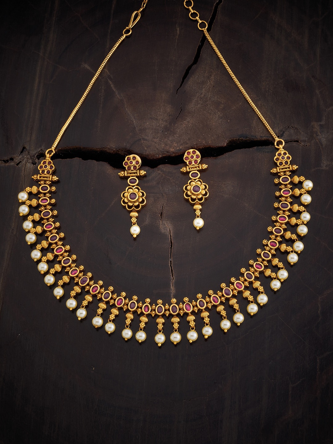 

Kushal's Fashion Jewellery Copper Metal Gold-Plated Artificial bead Jewellery Set