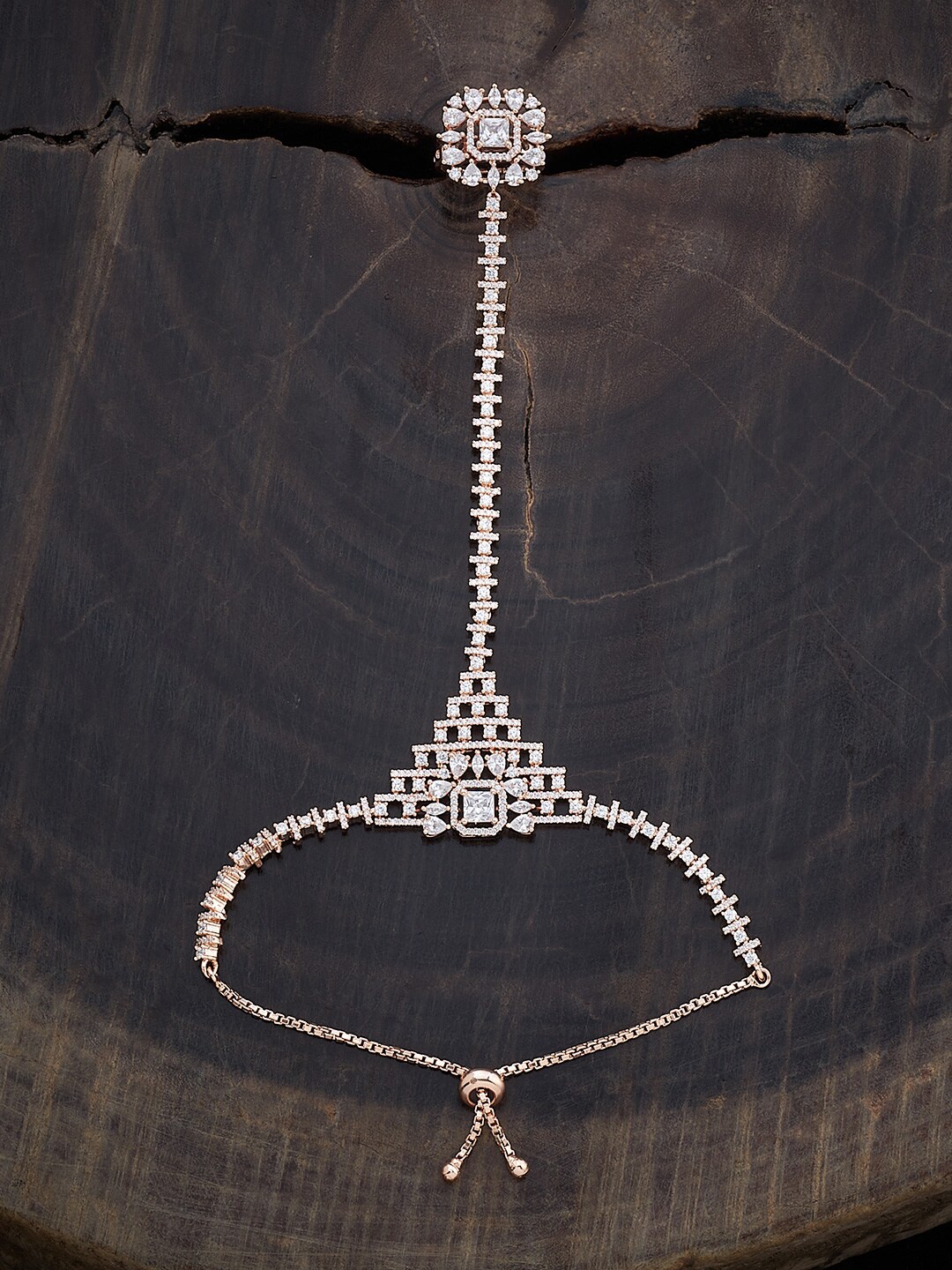 

Kushal's Fashion Jewellery Rose Gold-Plated Cubic Zirconia Studded Armlet Bracelet