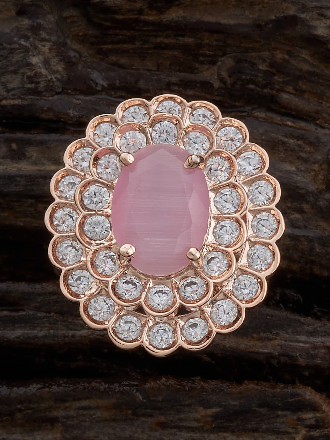 

Kushal's Fashion Jewellery Rose Gold-Plated CZ-Studded Ring