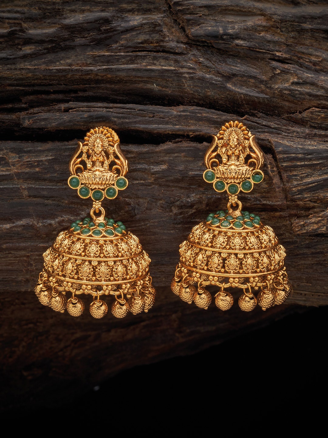 

Kushal's Fashion Jewellery Gold Plated Artificial Stones Studded Classic Drop Earrings, Green