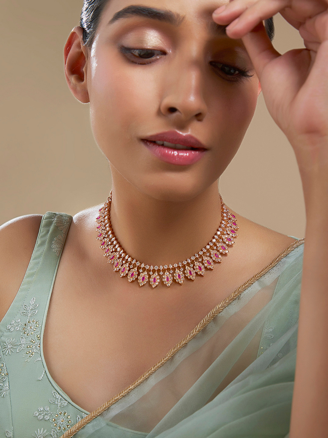 

Kushal's Fashion Jewellery Cubic Zirconia Necklace, Gold