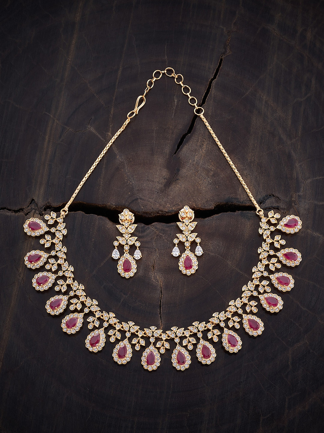

Kushal's Fashion Jewellery Gold-Plated Zircon-studded Necklace & Earrings