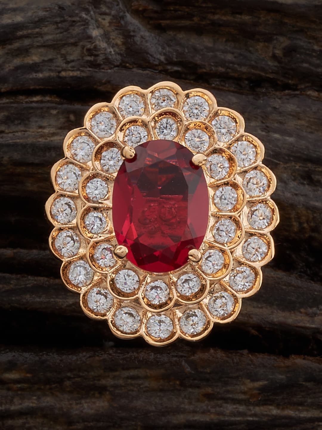 

Kushal's Fashion Jewellery Gold-Plated CZ-Studded Ring