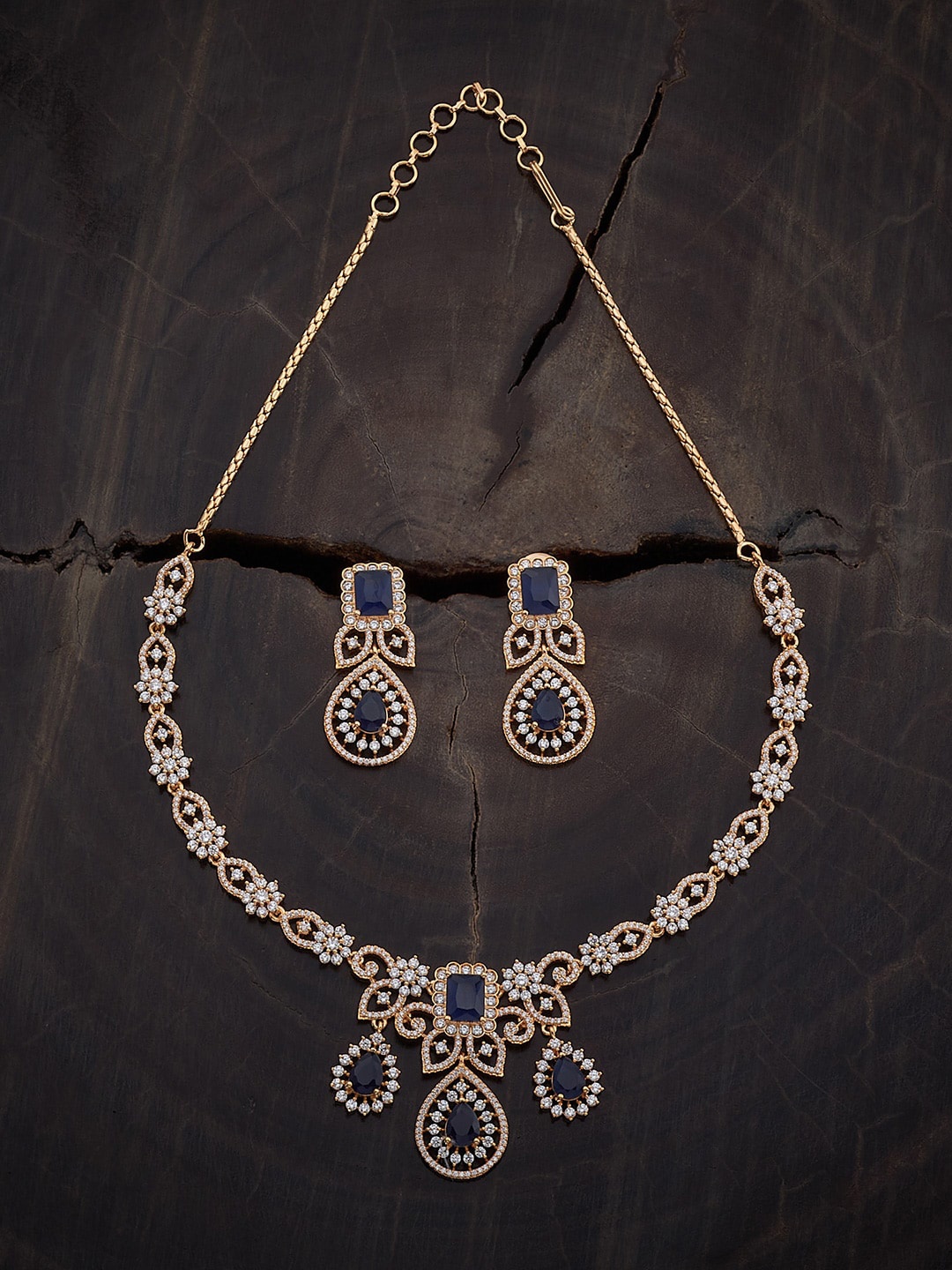 

Kushal's Fashion Jewellery Gold-Plated Zircon Studded Necklace & Earrings