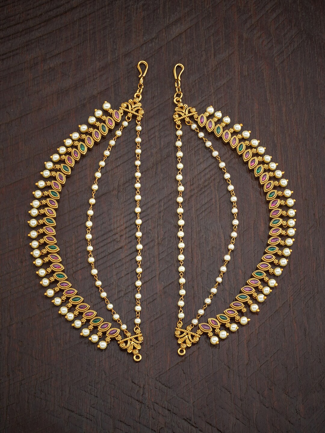 

Kushal's Fashion Jewellery Gold Plated Ruby Antique Matil
