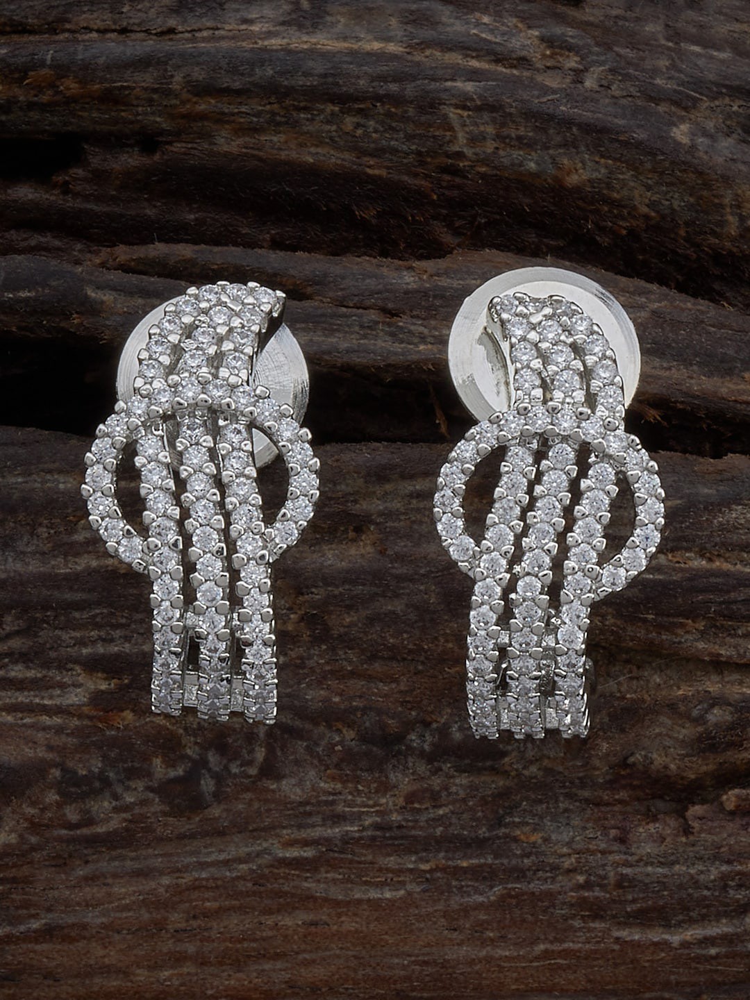 

Kushal's Fashion Jewellery Classic Rhodium-Plated Casual Zircon Drop Earrings, White
