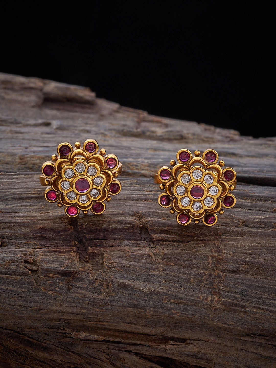 

Kushal's Fashion Jewellery Set Of 2 Gold-Plated & Stone Studded Toe Rings
