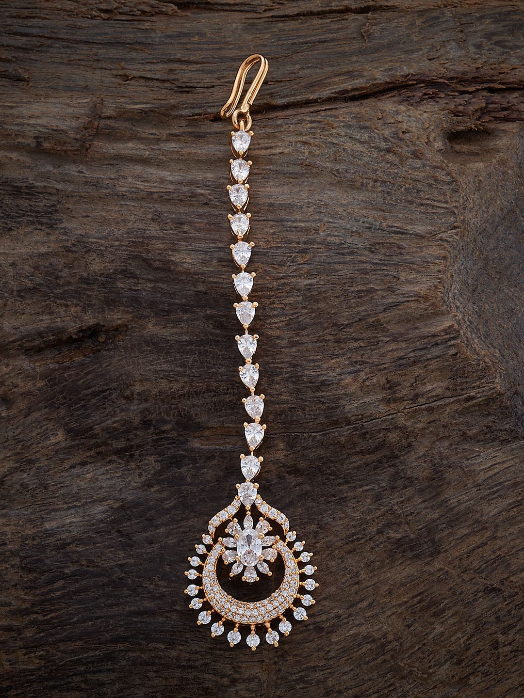 

Kushal's Fashion Jewellery Gold-Plated Maang Tikka Head Jewellery, White