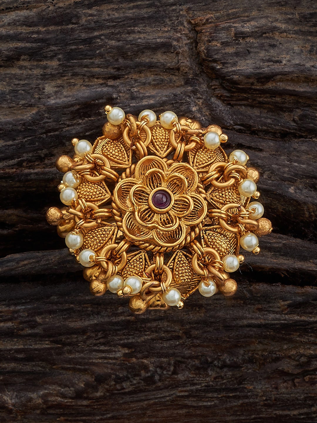 

Kushal's Fashion Jewellery Gold-Plated Antique Adjustable Finger Ring