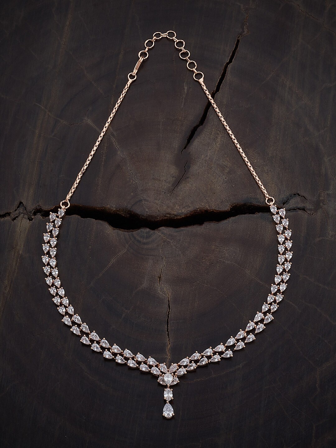 

Kushal's Fashion Jewellery Copper Rose Gold-Plated Cubic Zirconia Studded Necklace