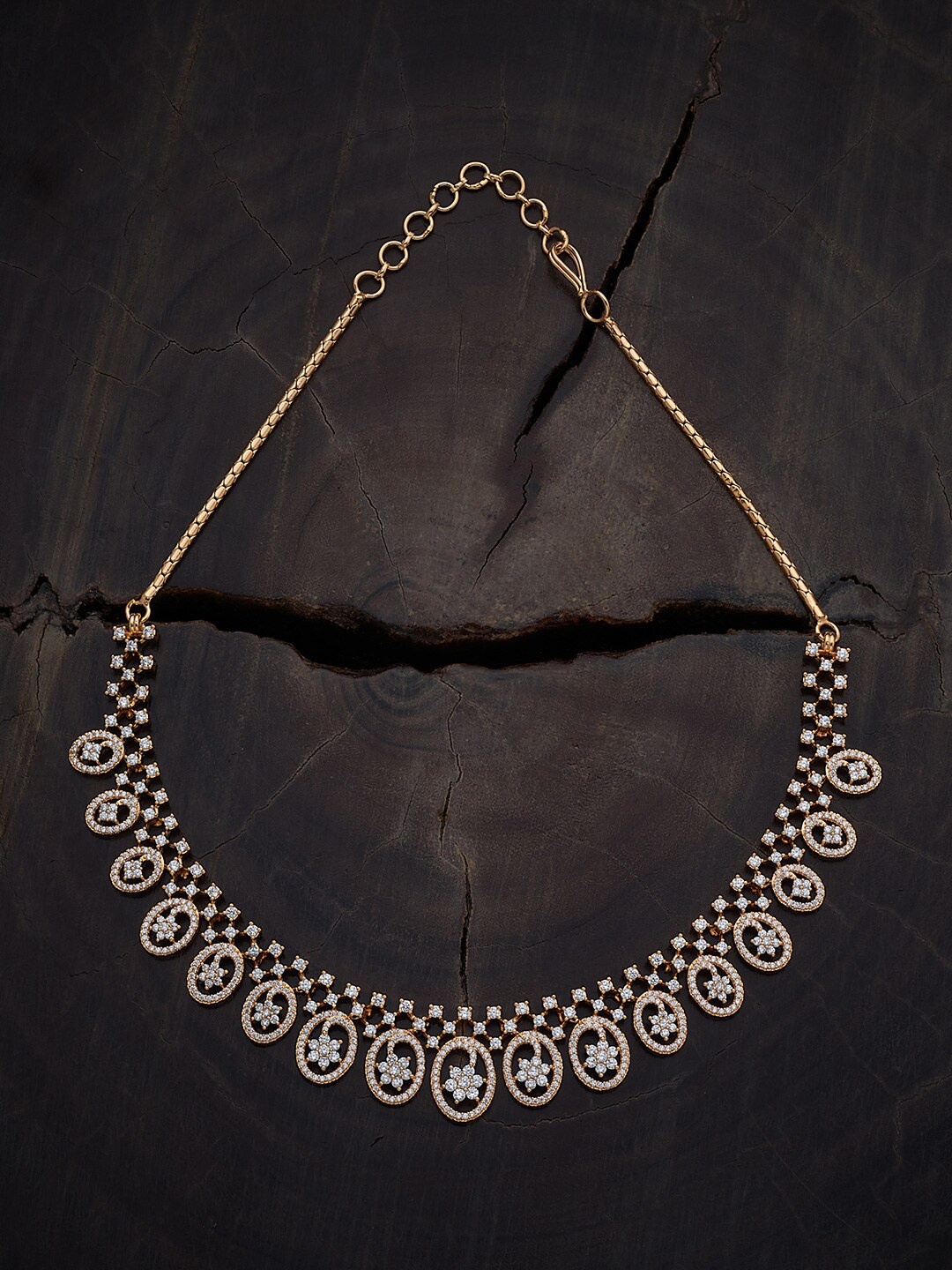 

Kushal's Fashion Jewellery Copper Gold-Plated Cubic Zirconia Studded Necklace, White