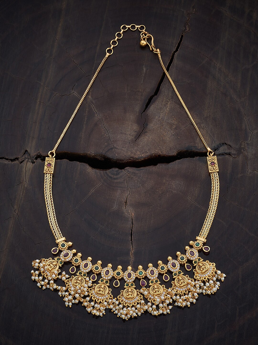 

Kushal's Fashion Jewellery Copper Gold-Plated Artificial Beads Beaded Antique Necklace