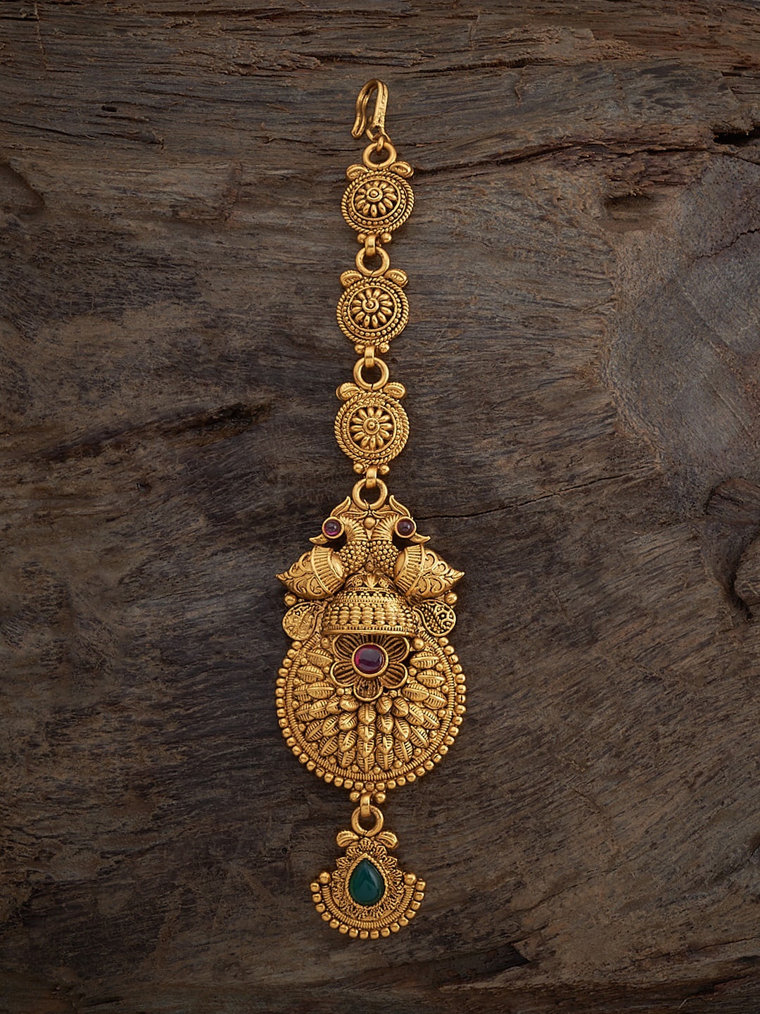 

Kushal's Fashion Jewellery Gold-Plated Artificial Stones Studded Maang Tikka Head Jewellery