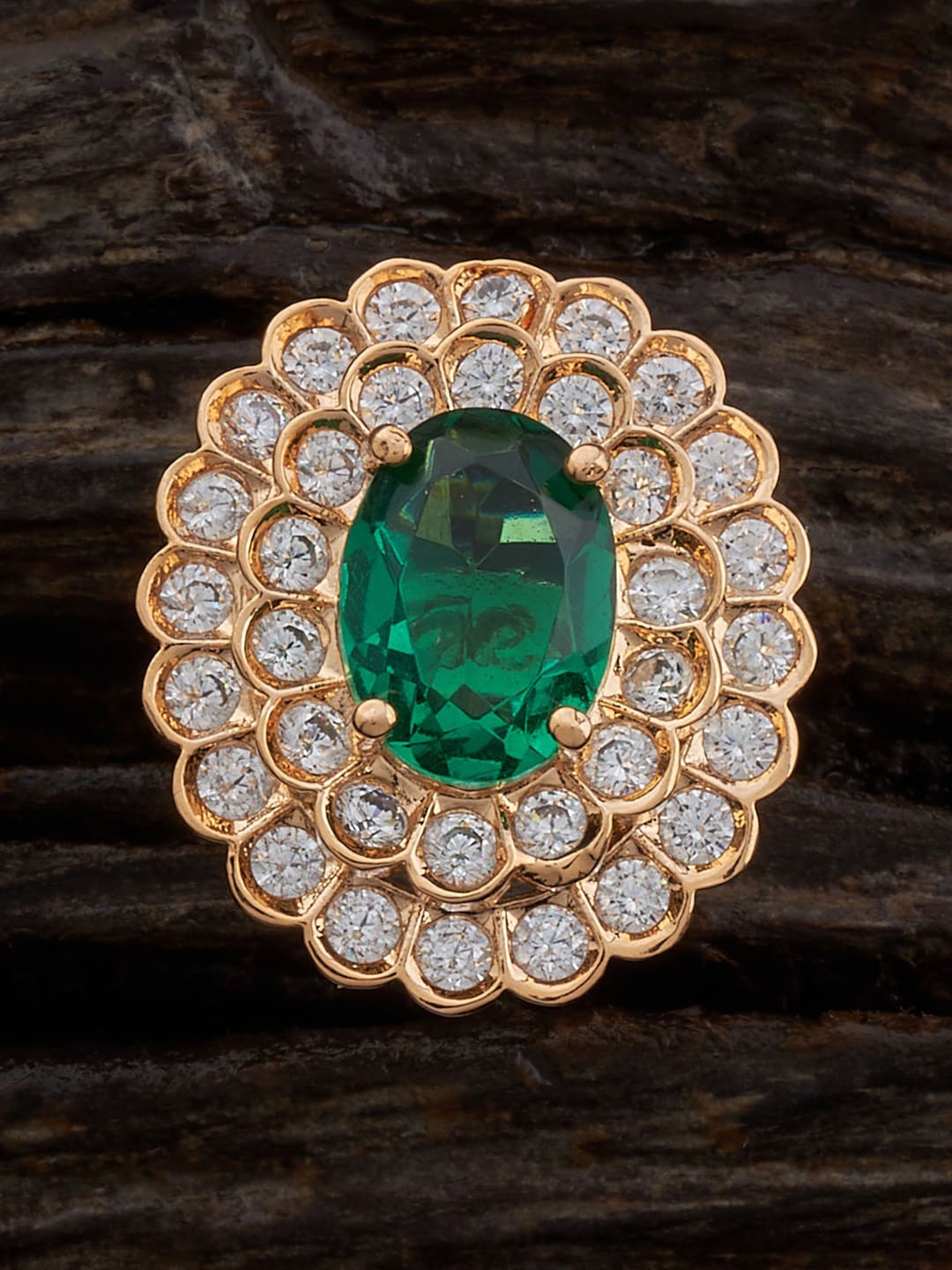 

Kushal's Fashion Jewellery Gold-Plated Zircon-Studded Adjustable Finger Ring