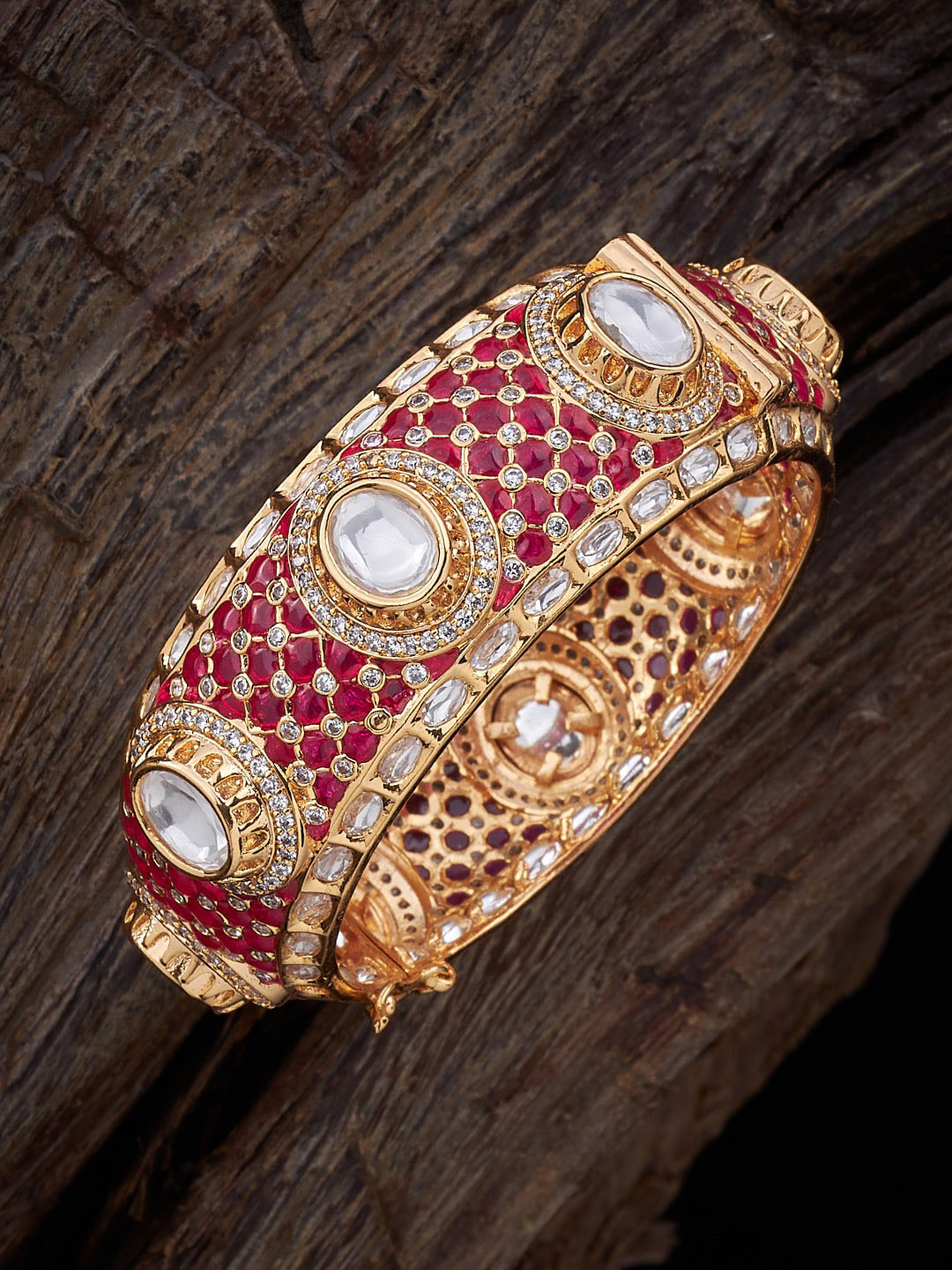 

Kushal's Fashion Jewellery Kundan Studded Bangle, Gold