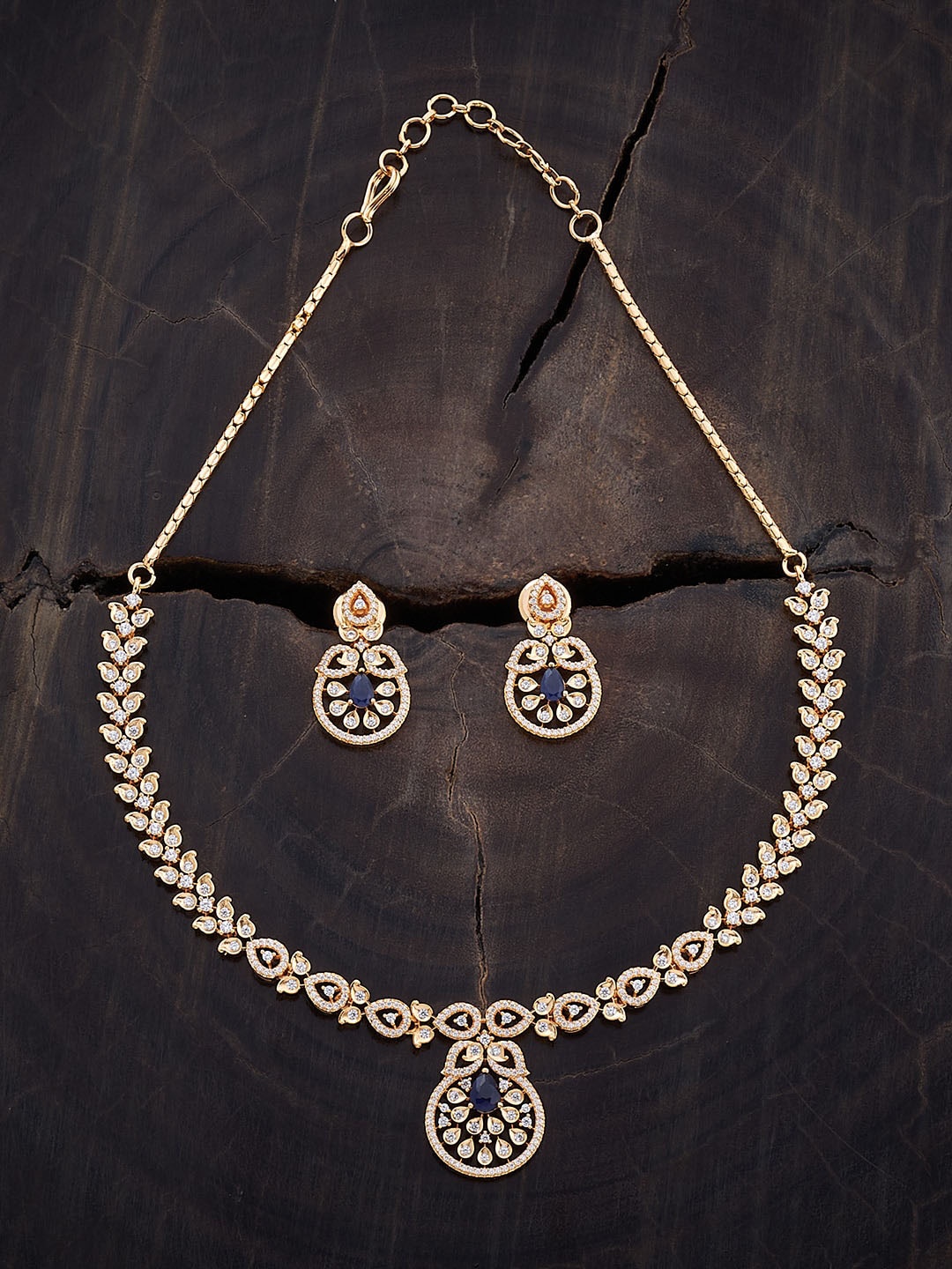 

Kushal's Fashion Jewellery Gold-Plated Zircon-Studded Necklace & Earrings