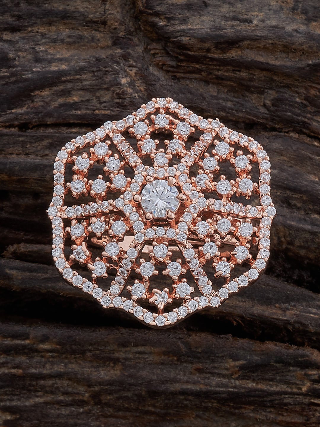 

Kushal's Fashion Jewellery Rose Gold-Plated Zircon-Studded Ring