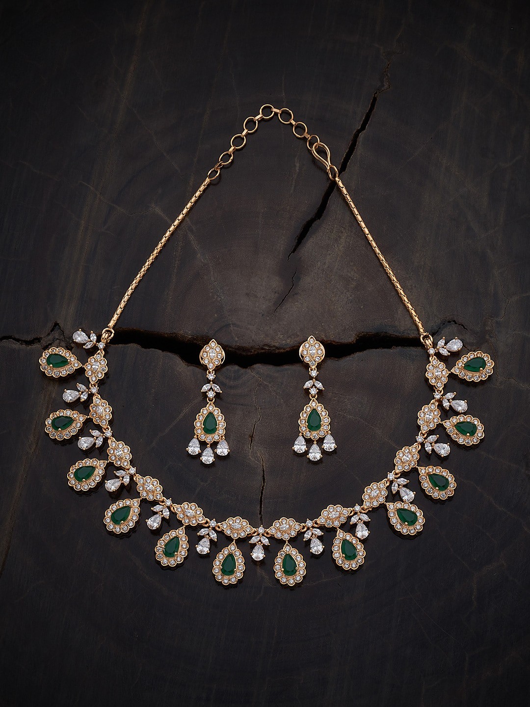 

Kushal's Fashion Jewellery Gold-Plated Zircon Studded Necklace & Earrings