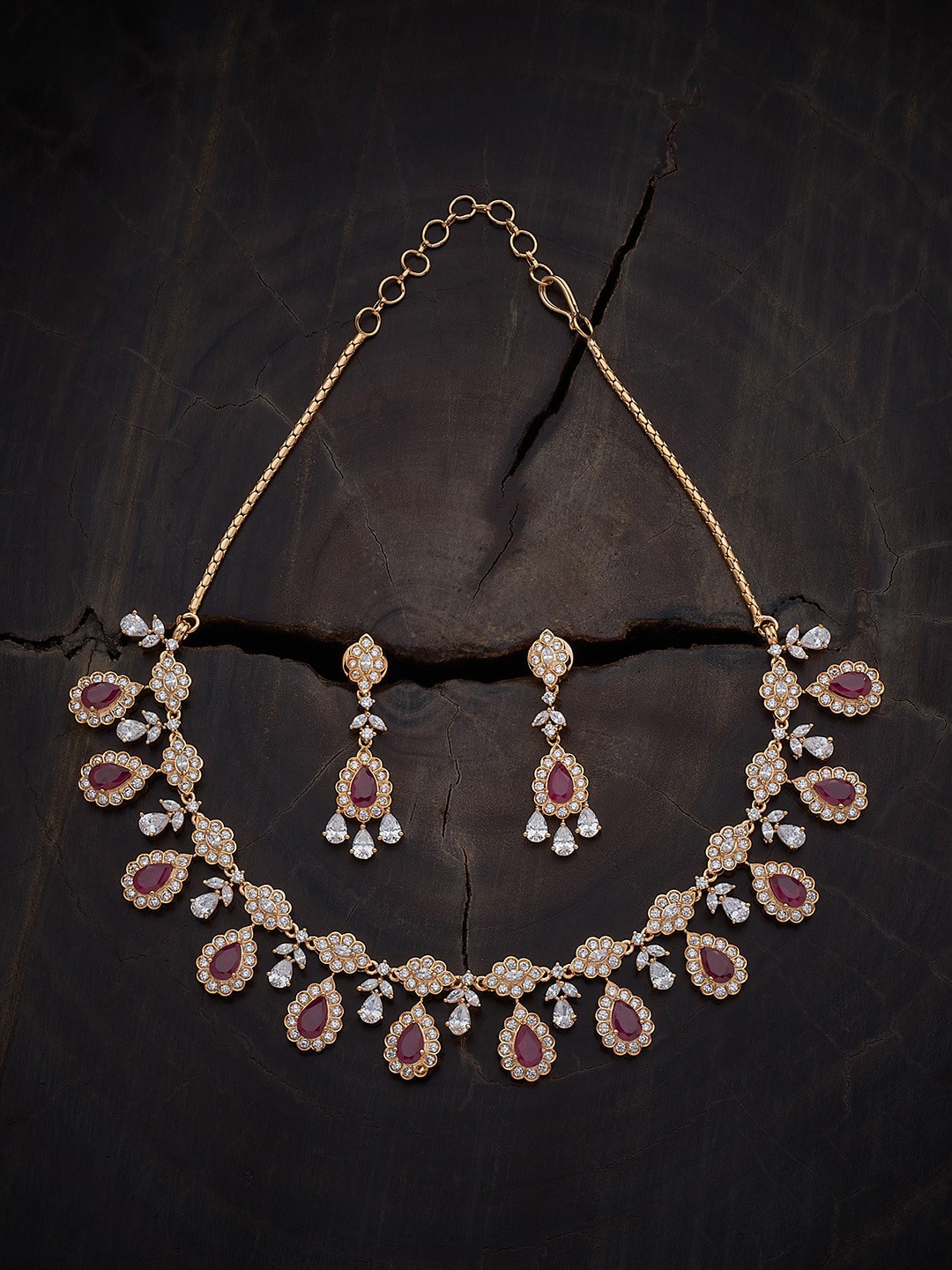 

Kushal's Fashion Jewellery Gold-Plated Zircon-Studded Necklace & Earrings