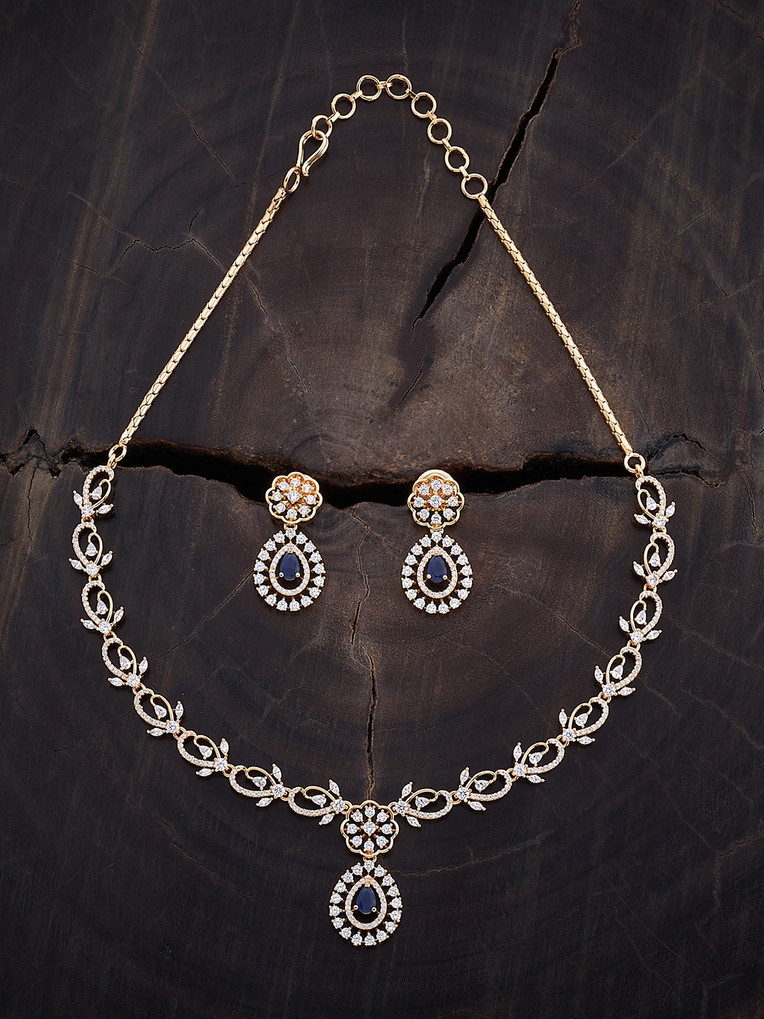 

Kushal's Fashion Jewellery Gold-Plated Zircon Studded Necklace & Earrings