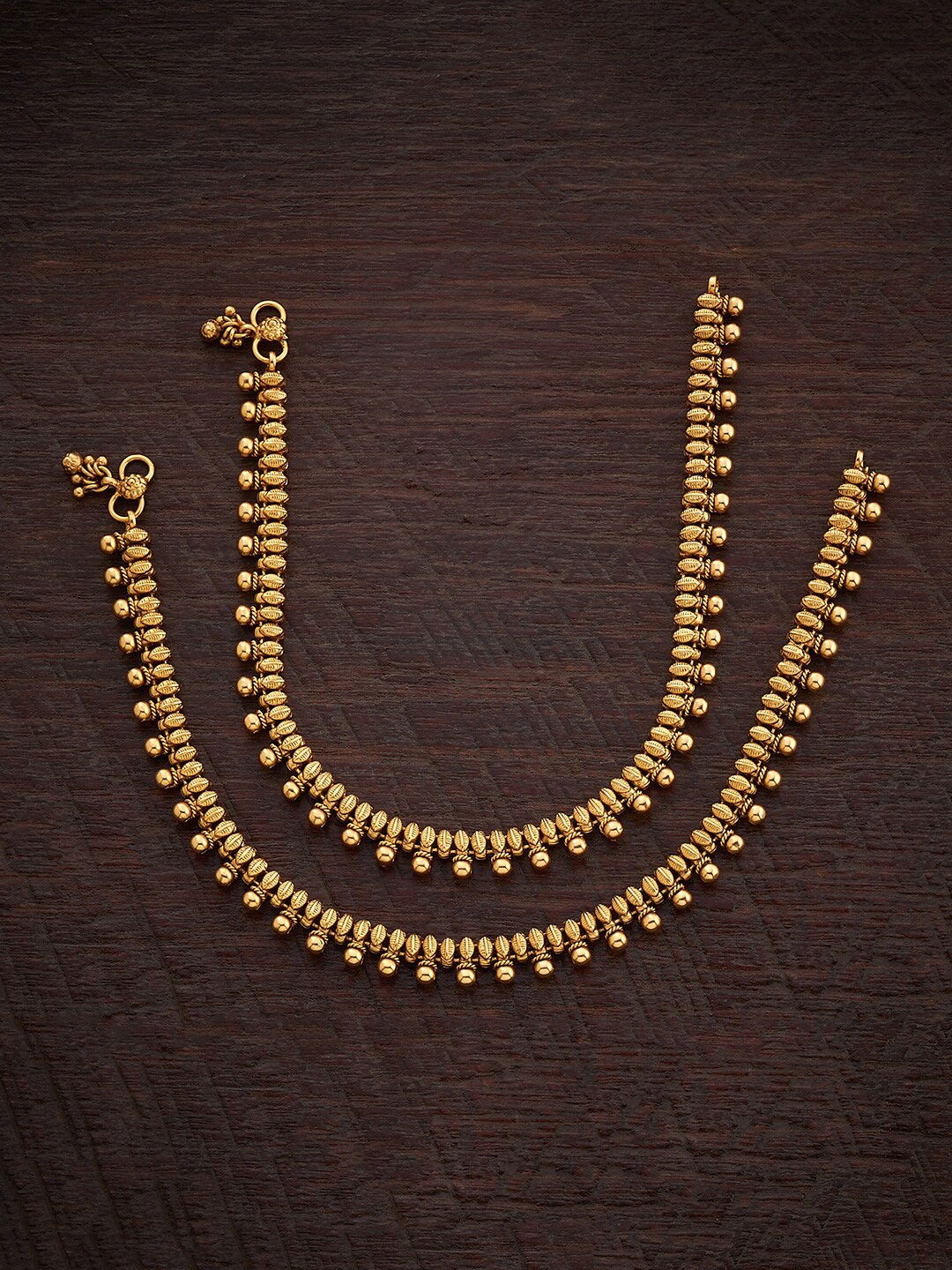 

Kushal's Fashion Jewellery Gold-Plated Antique Anklet