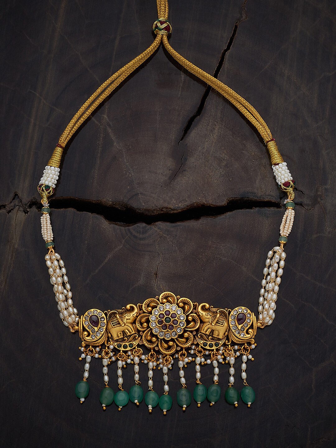 

Kushal's Fashion Jewellery Gold-Plated Necklace, Red