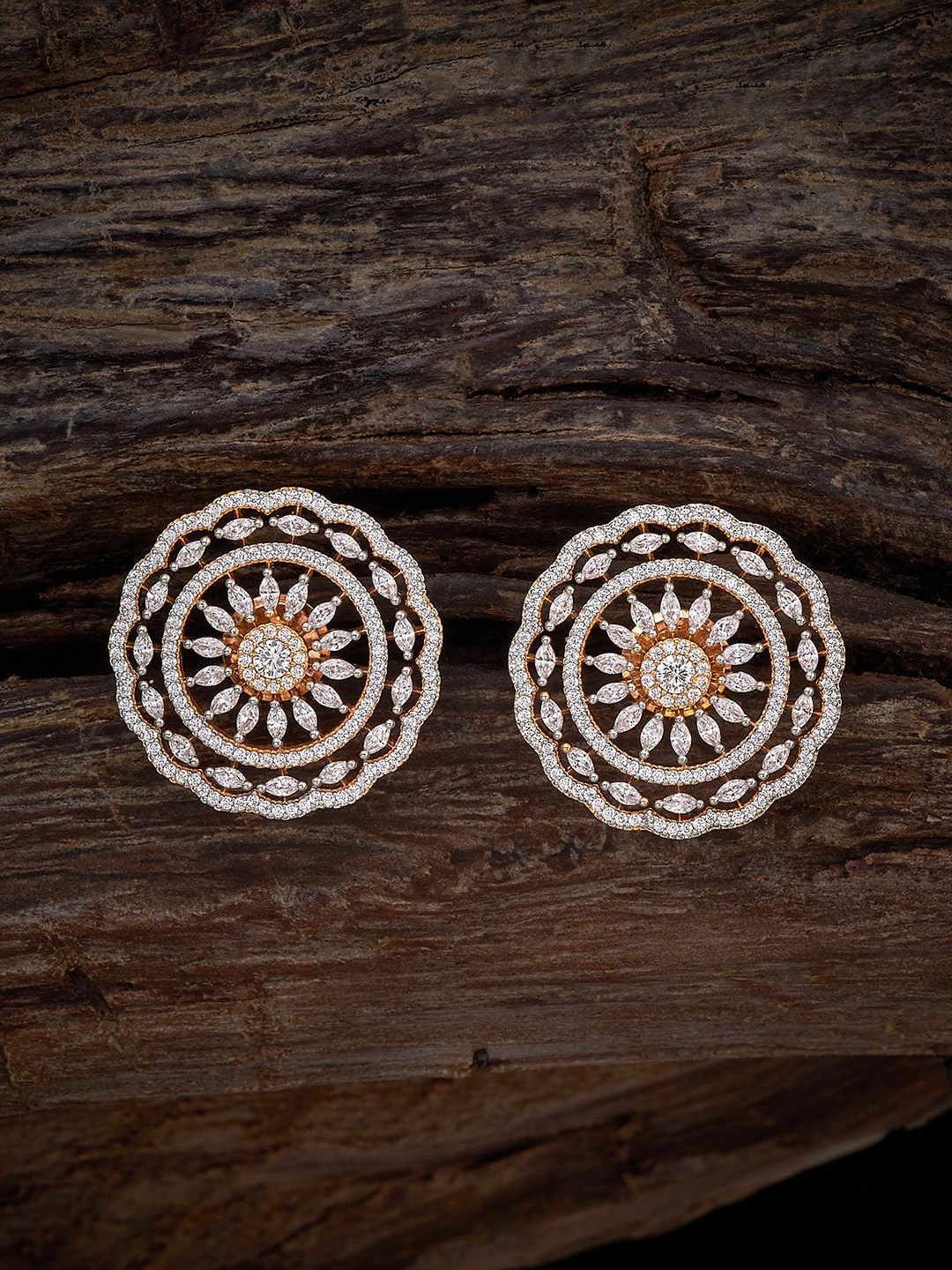 

Kushal's Fashion Jewellery Cubic Zirconia Studded Classic Studs Earrings, Gold