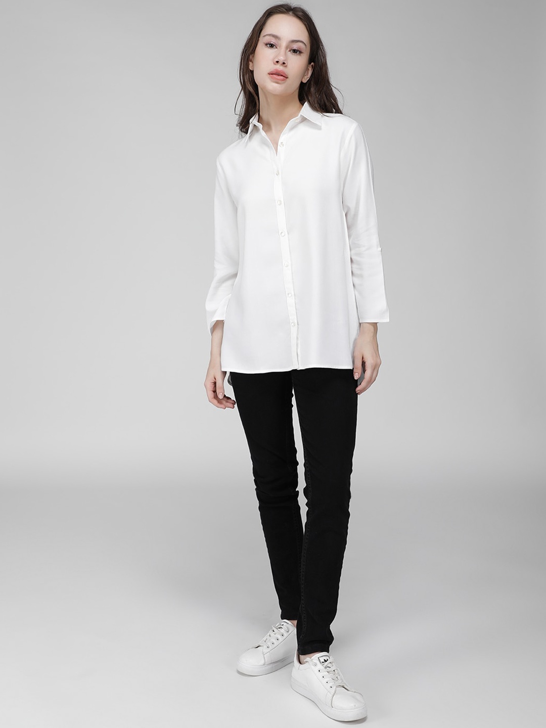 

IDK Spread Collar Casual Shirt, White