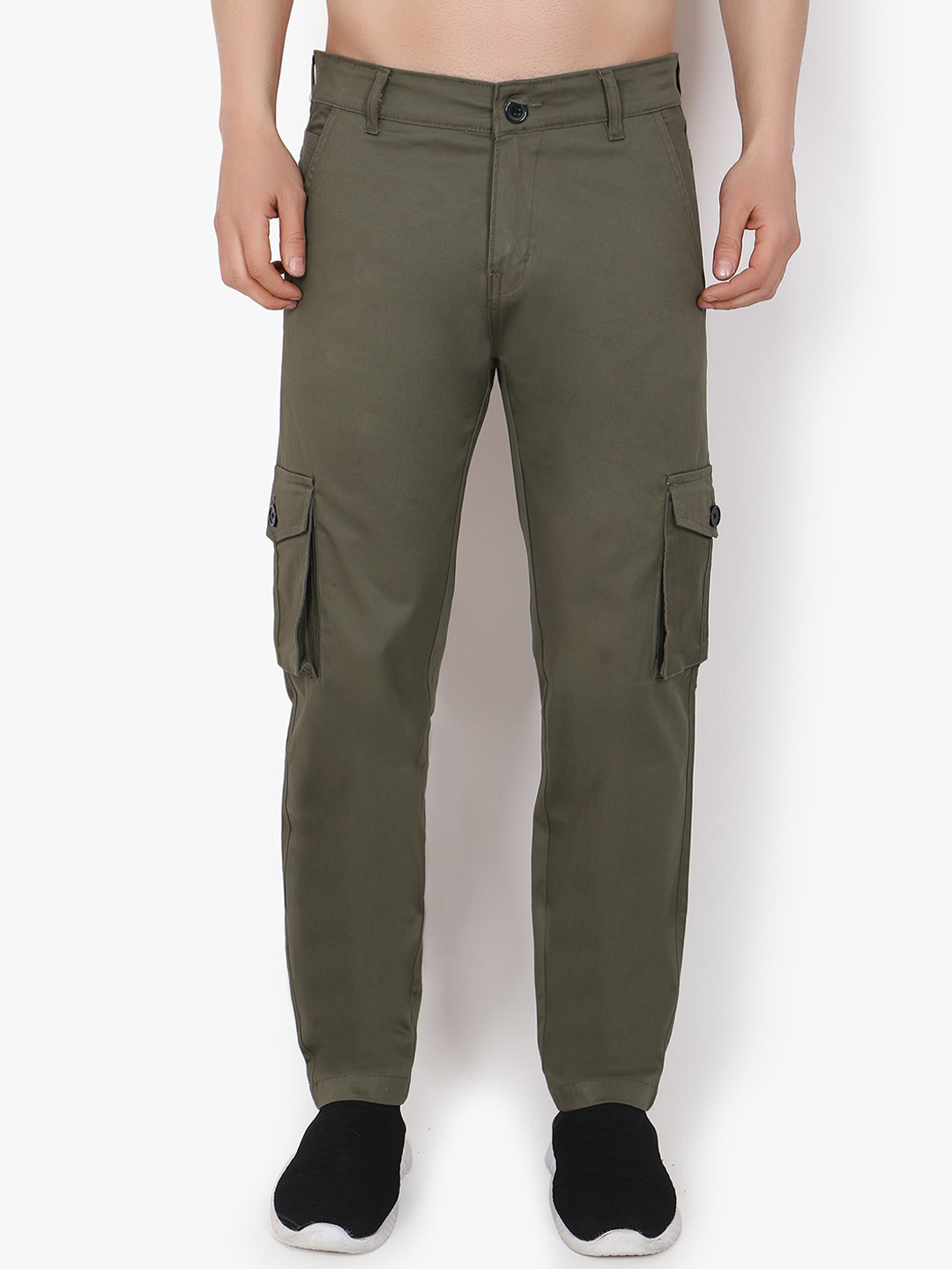 

VIOSFAIRA Men Smart Straight Fit Cargos Trousers, Green