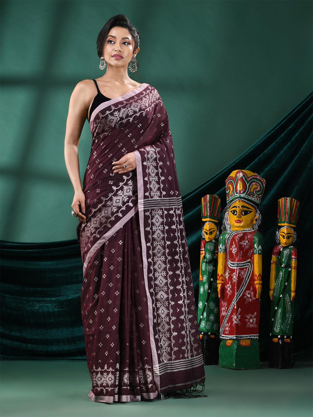 

Angoshobha Woven Design Saree, Brown