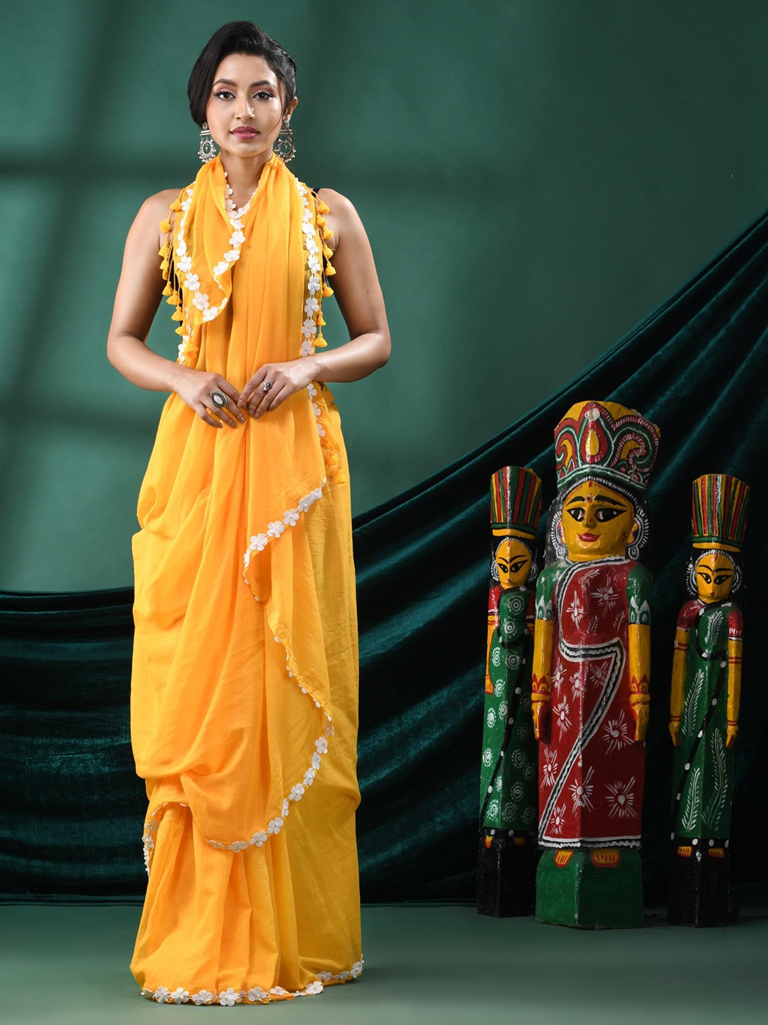 

Angoshobha Pure Cotton Saree, Yellow