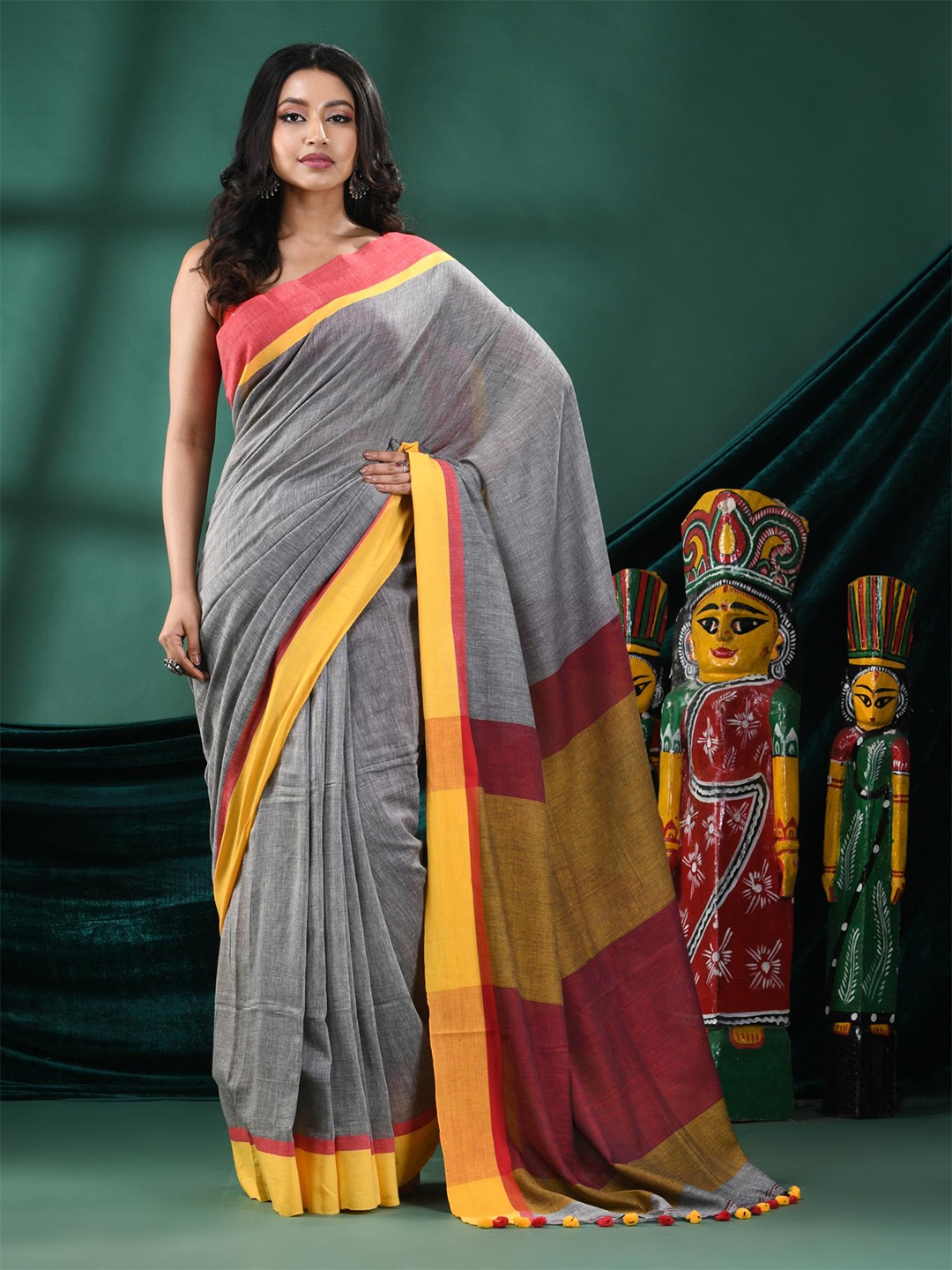 

Angoshobha Pure Cotton Saree, Grey