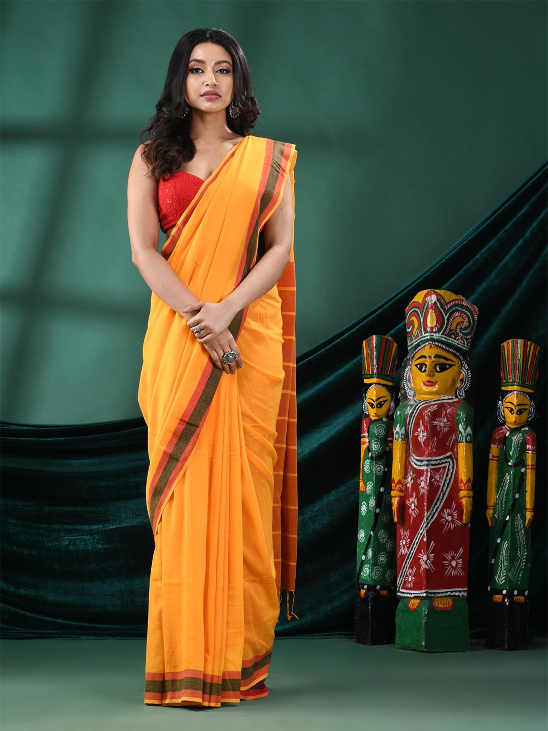 

Angoshobha Pure Cotton Saree, Yellow