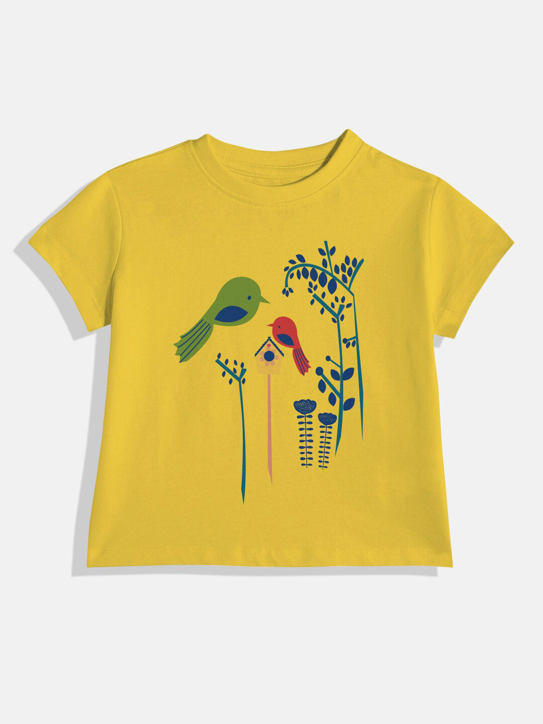 

Huetrap Girls Printed Round Neck Short Sleeves Cotton T-shirt, Yellow