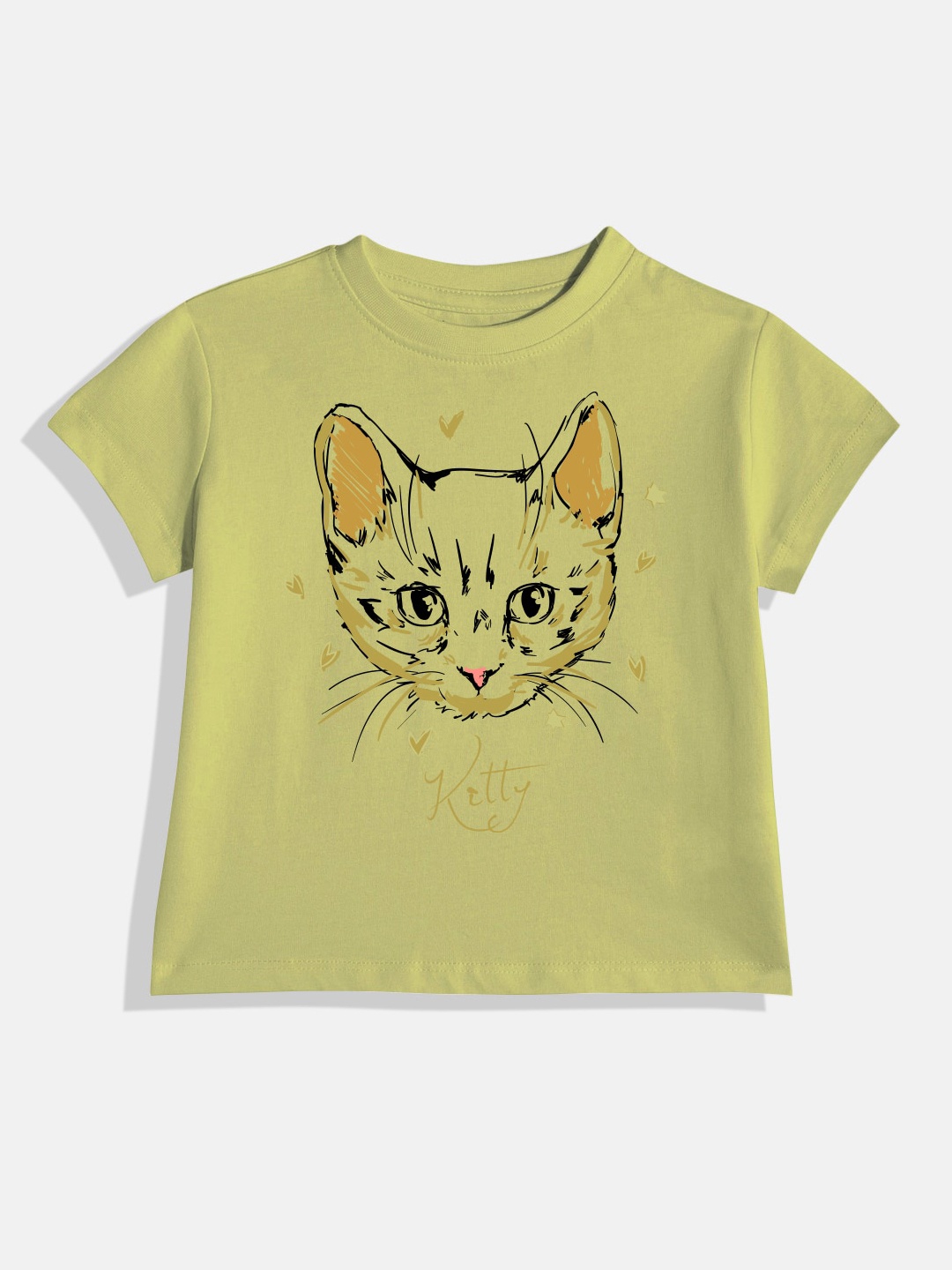 

Huetrap Girls Graphic Printed Round Neck T-shirt, Olive