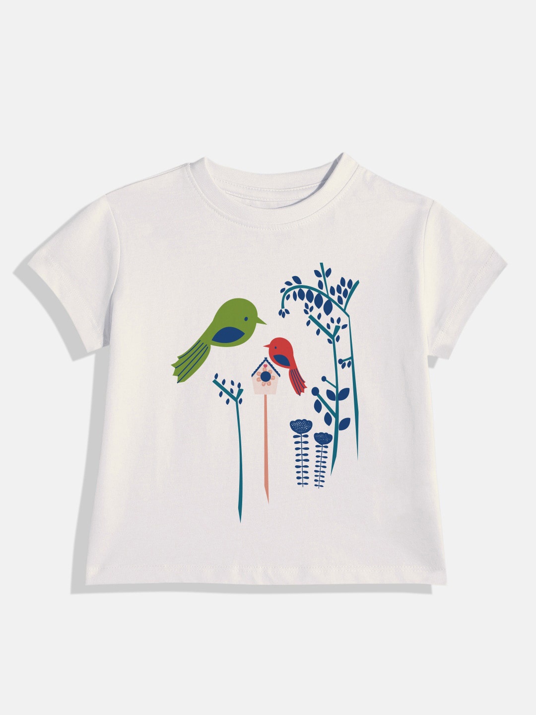 

Huetrap Girls Printed Round Neck Short Sleeves Cotton T-shirt, White