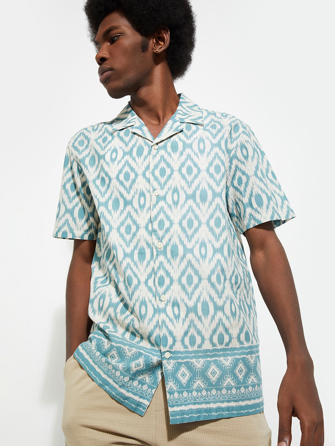 

max URB_N Men Regular Fit Printed Resort Shirt, Blue