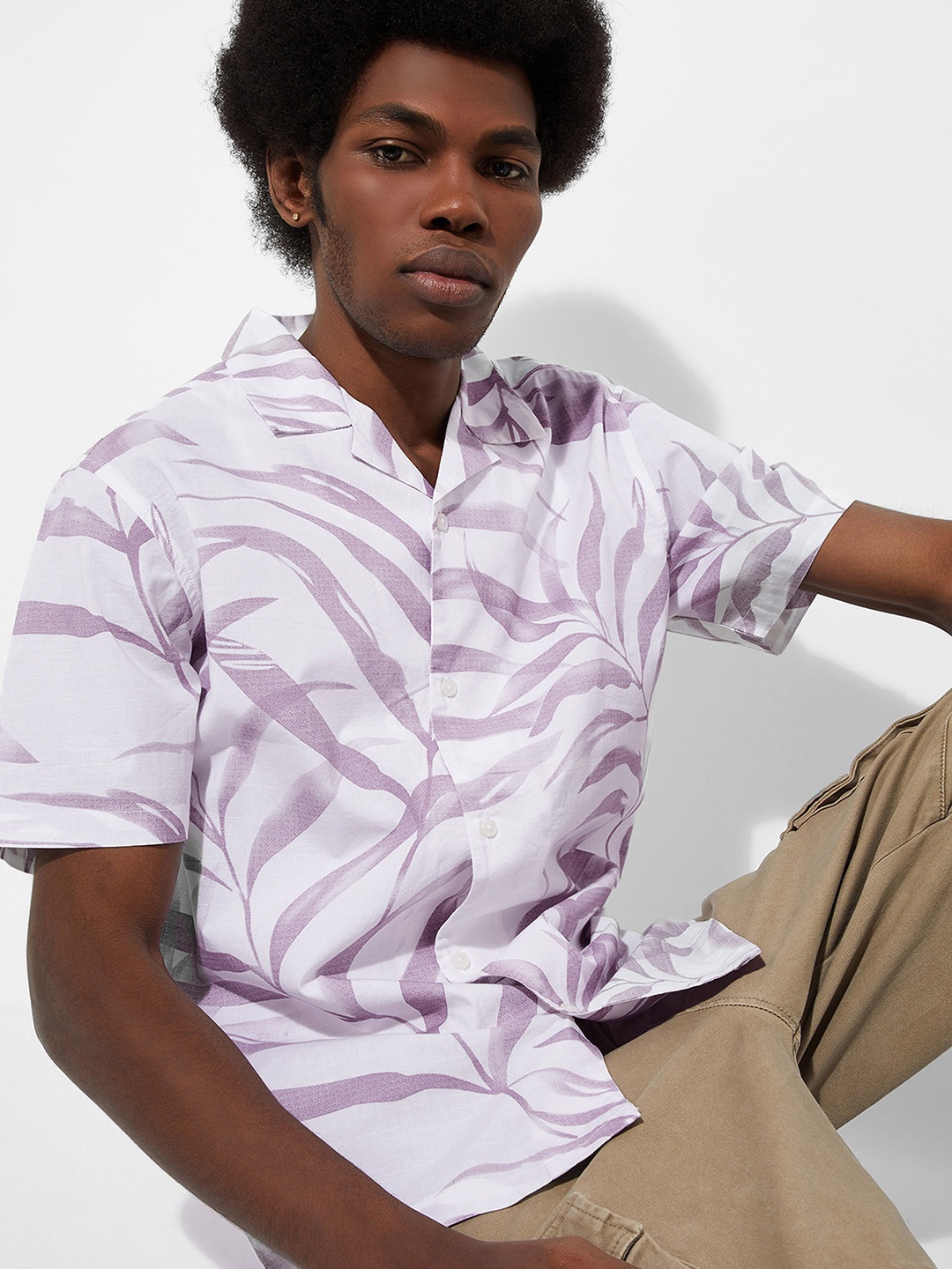 

max URB_N Men Regular Fit Printed Resort Shirt, Pink