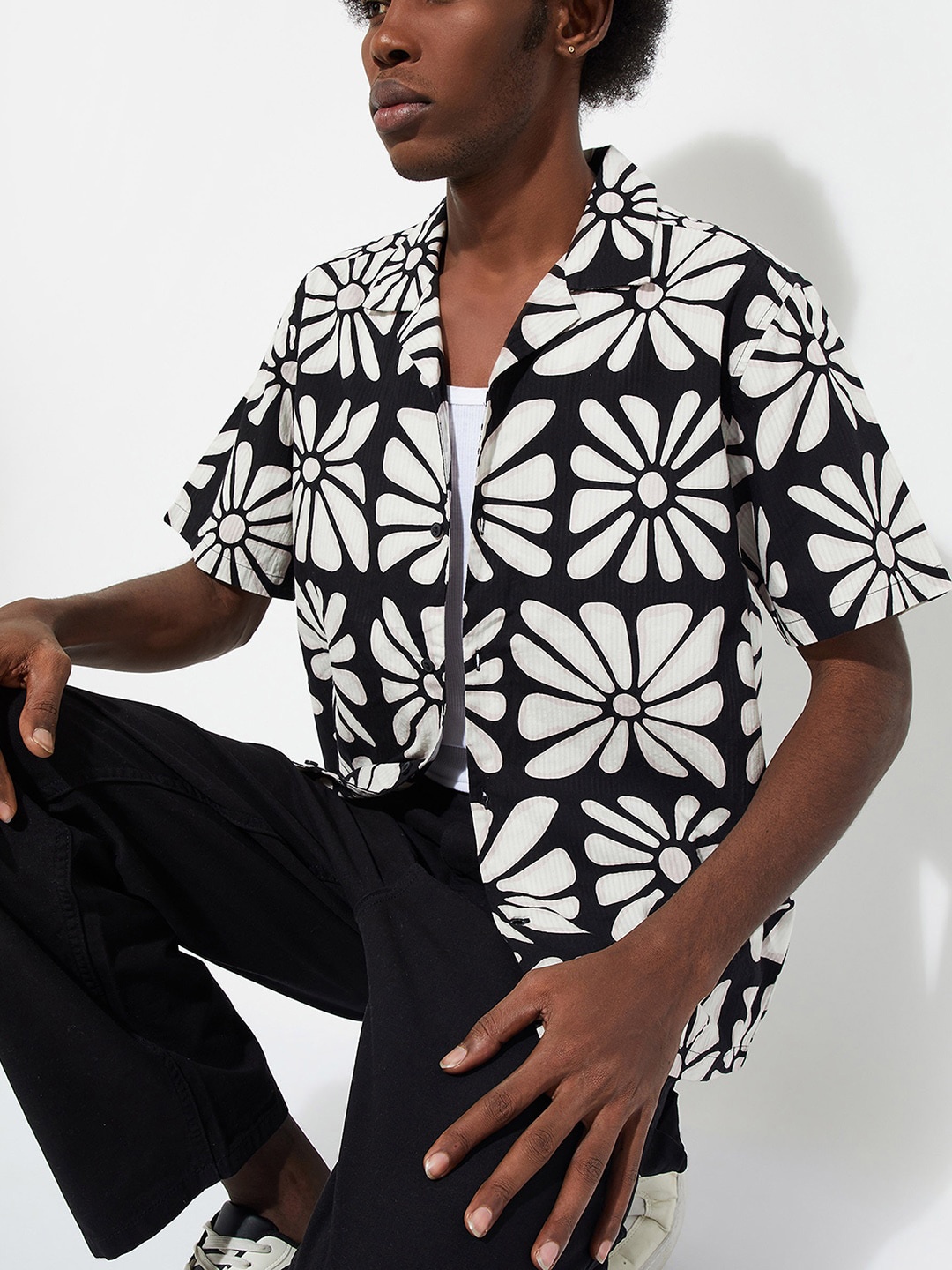 

max URB_N Men Regular Fit Printed Resort Shirt, Off white