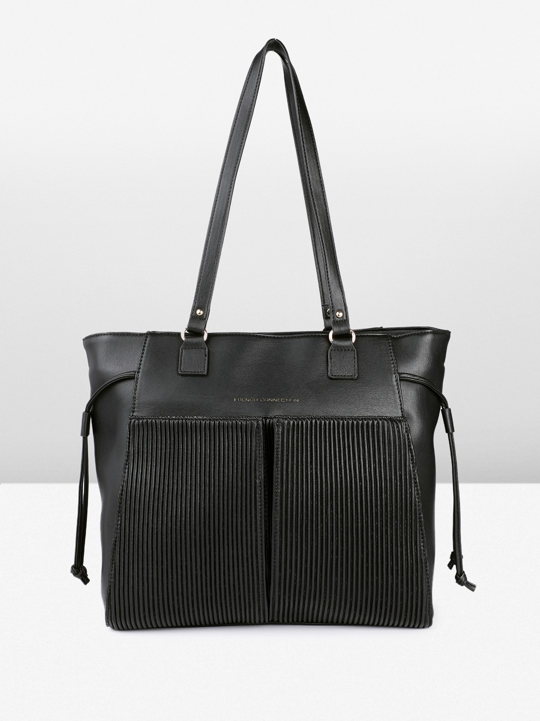 

French Connection Structured Pleated Detail Shoulder Bag, Black