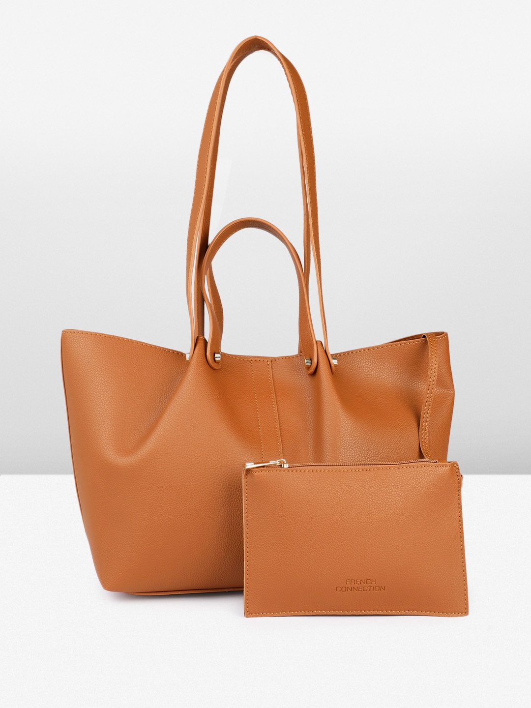 

French Connection Structured Shoulder Bag with Pouch, Brown