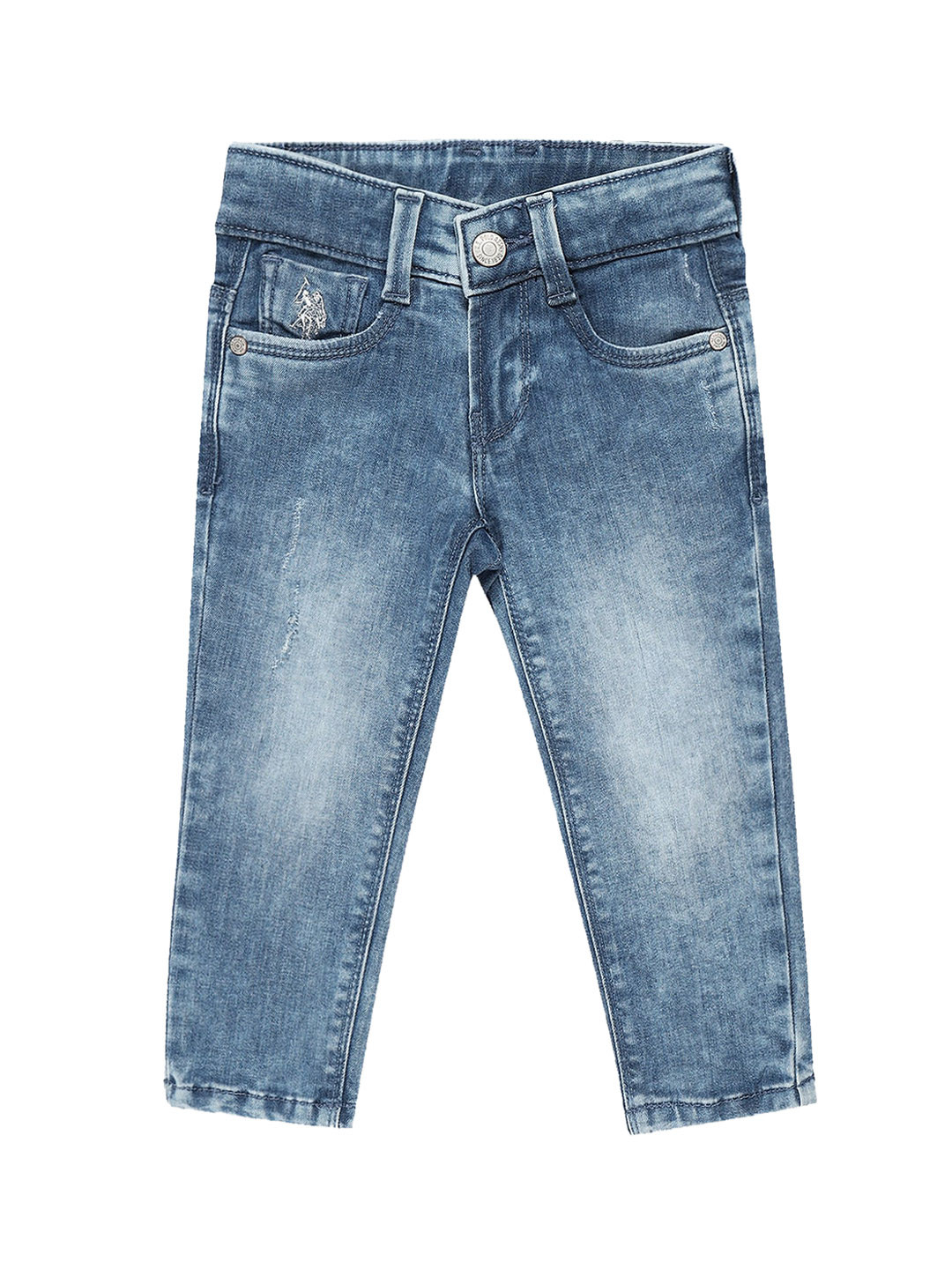 

U.S. Polo Assn. Kids Boys Mid-Rise Classic Slim Fit Heavy Fade Jeans, Blue