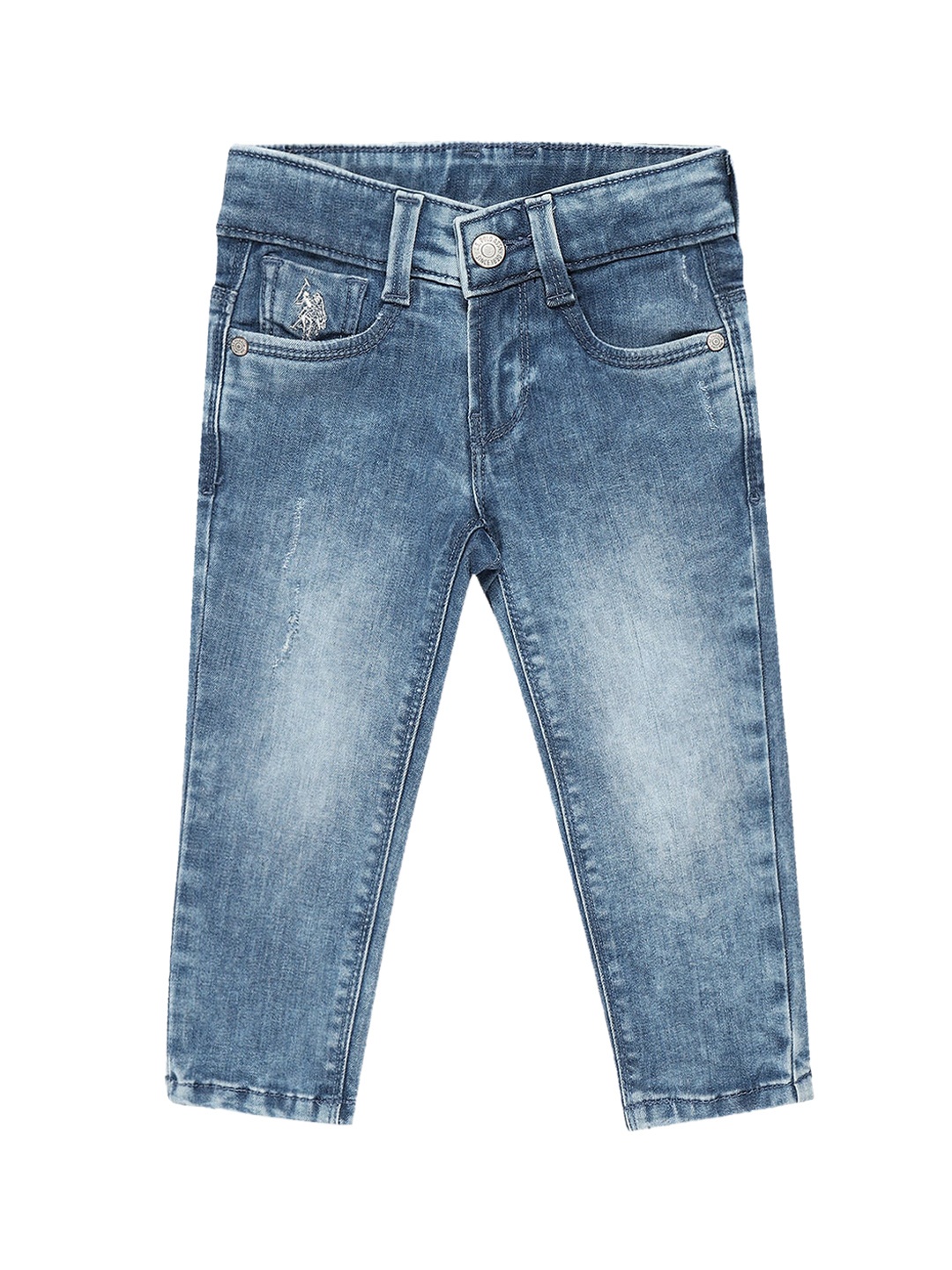 

U.S. Polo Assn. Kids Boys Mid-Rise Classic Slim Fit Heavy Fade Jeans, Blue